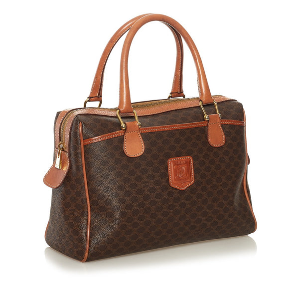 セリーヌ マカダム ハンドバッグ ミニボストン ブラウン PVC レザー レディース CELINE 【中古】