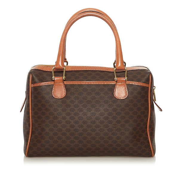 セリーヌ マカダム ハンドバッグ ミニボストン ブラウン PVC レザー レディース CELINE 【中古】