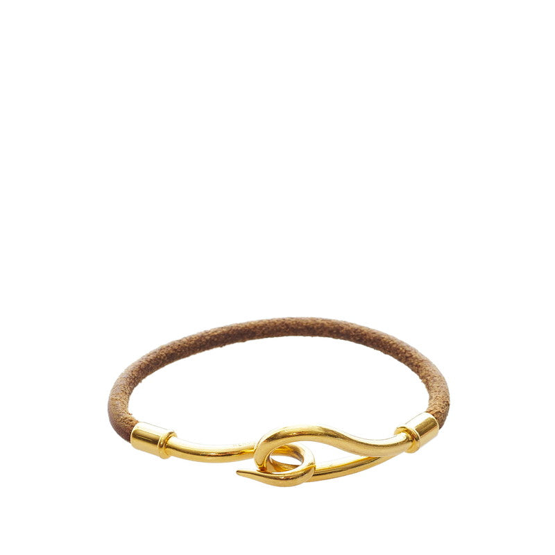 エルメス ブラウン ゴールド レザー メッキ ジャンボ ブレスレット レディース HERMES 【中古】