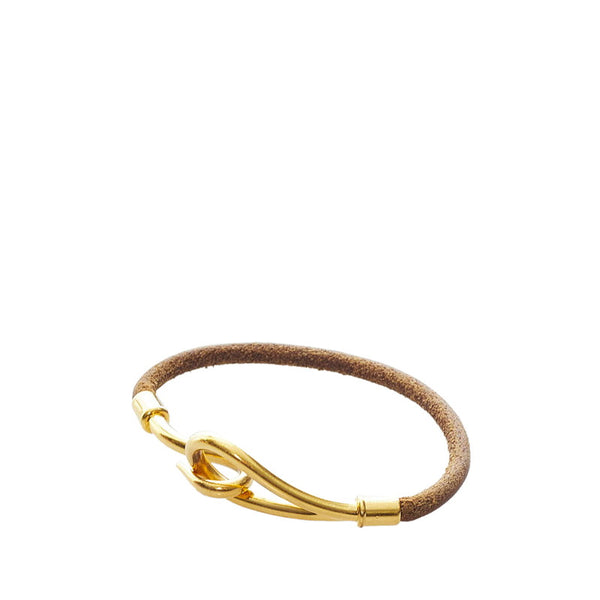 エルメス ブラウン ゴールド レザー メッキ ジャンボ ブレスレット レディース HERMES 【中古】