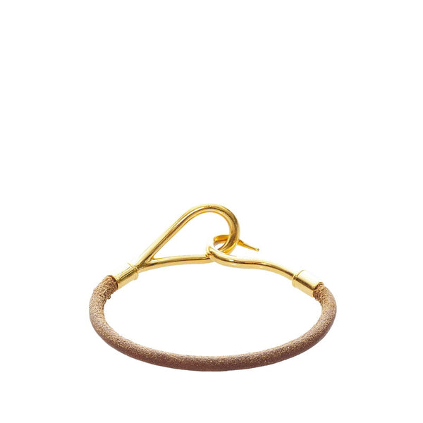 エルメス ブラウン ゴールド レザー メッキ ジャンボ ブレスレット レディース HERMES 【中古】