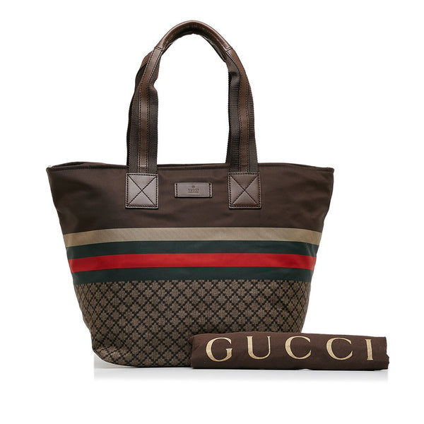 グッチ ディアマンテ シェリーライン トートバッグ 267922 ブラウン ナイロン レディース GUCCI 【中古】