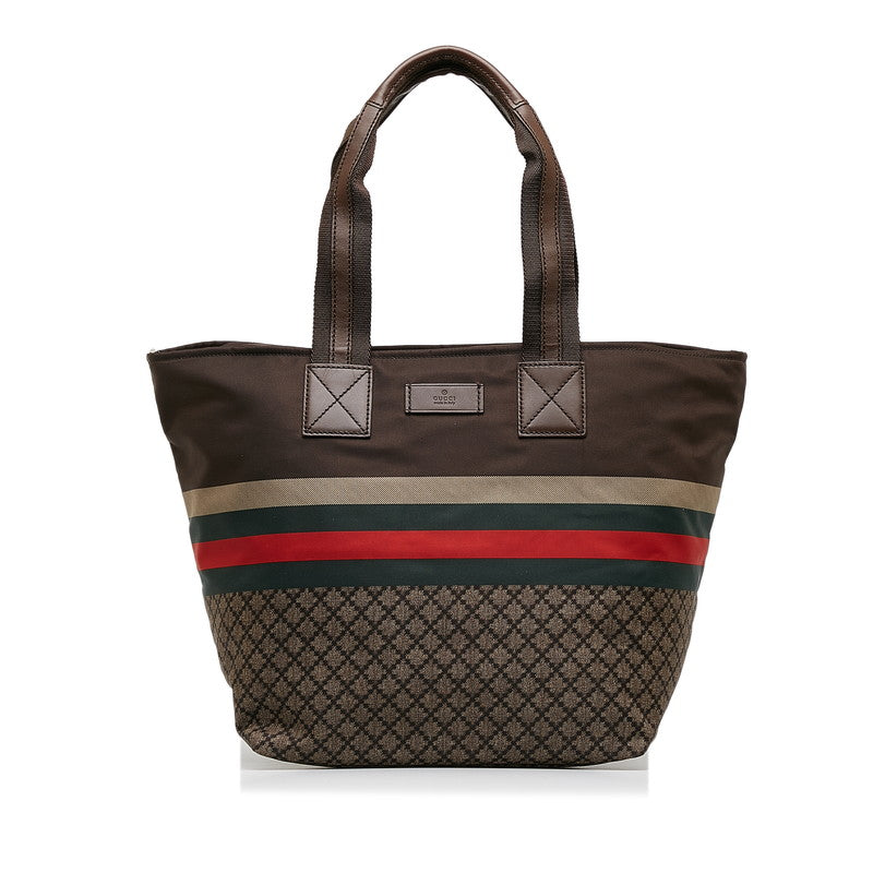 グッチ ディアマンテ シェリーライン トートバッグ 267922 ブラウン ナイロン レディース GUCCI 【中古】