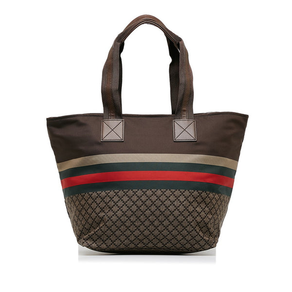 グッチ ディアマンテ シェリーライン トートバッグ 267922 ブラウン ナイロン レディース GUCCI 【中古】