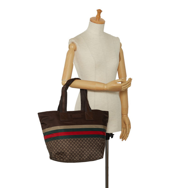 グッチ ディアマンテ シェリーライン トートバッグ 267922 ブラウン ナイロン レディース GUCCI 【中古】