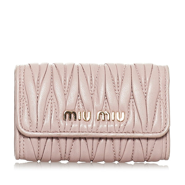 ミュウミュウ マテラッセ キーケース 5PG222 ピンク レザー レディース MIUMIU 【中古】