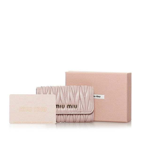 ミュウミュウ マテラッセ キーケース 5PG222 ピンク レザー レディース MIUMIU 【中古】