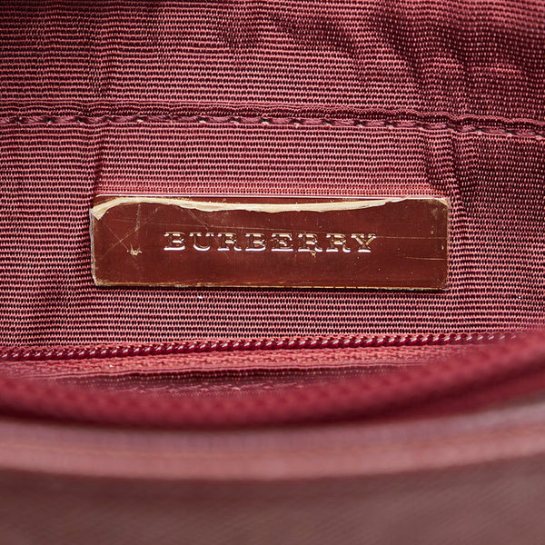 バーバリー ノバチェック ハンドバッグ ワンショルダーバッグ ベージュ レッド キャンバス レザー レディース BURBERRY 【中古】