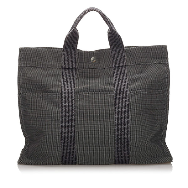 エルメス エールライン MM トートバッグ グレー キャンバス メンズ HERMES 【中古】
