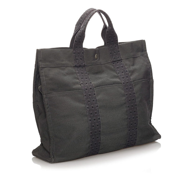 エルメス エールライン MM トートバッグ グレー キャンバス メンズ HERMES 【中古】