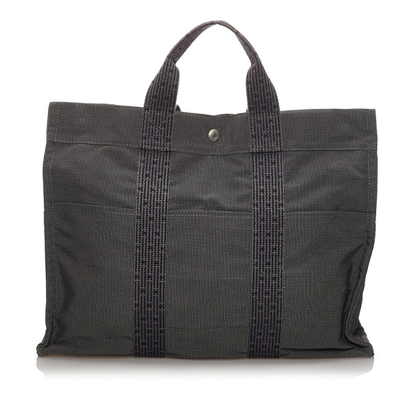 エルメス エールライン MM トートバッグ グレー キャンバス メンズ HERMES 【中古】