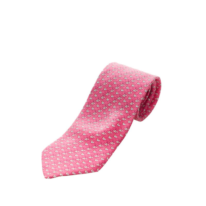 エルメス ピンク シルク ネクタイ メンズ HERMES 【中古】