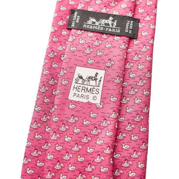 エルメス ピンク シルク ネクタイ メンズ HERMES 【中古】