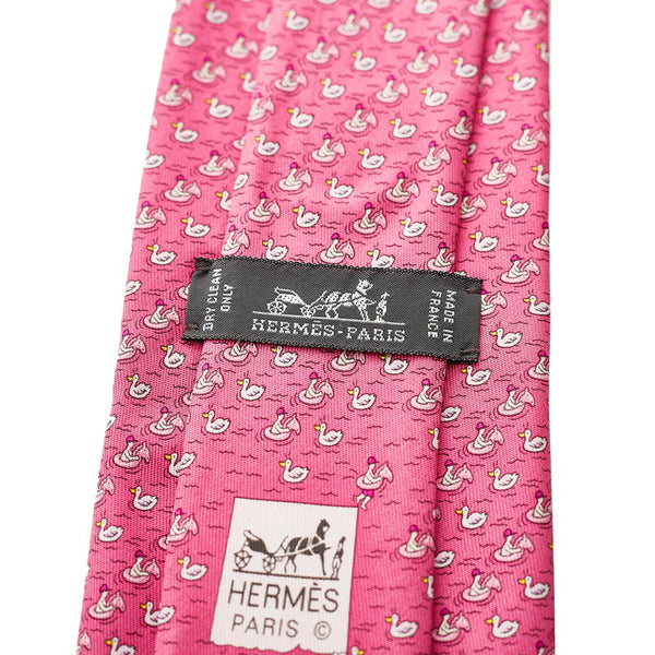 エルメス ピンク シルク ネクタイ メンズ HERMES 【中古】