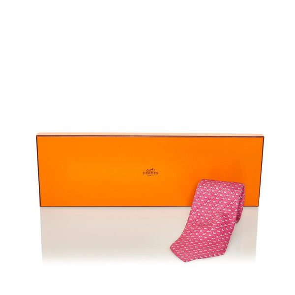 エルメス ピンク シルク ネクタイ メンズ HERMES 【中古】