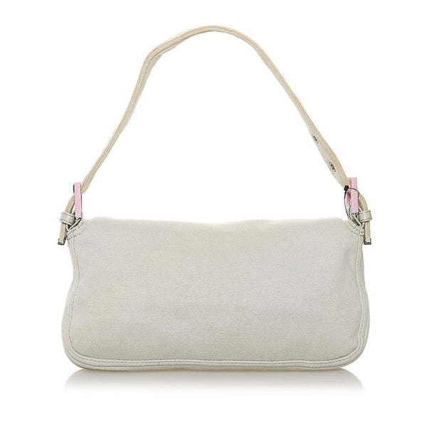 フェンディ マンマバケット ショルダーバッグ ライトグレー コットン レディース FENDI 【中古】