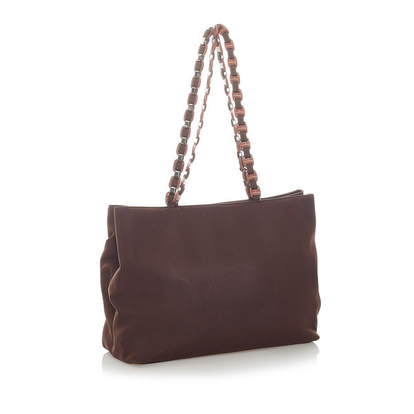 サルヴァトーレフェラガモ チェーン トートバッグ AU-21 8230 ブラウン キャンバス レディース Salvatore Ferragamo 【中古】