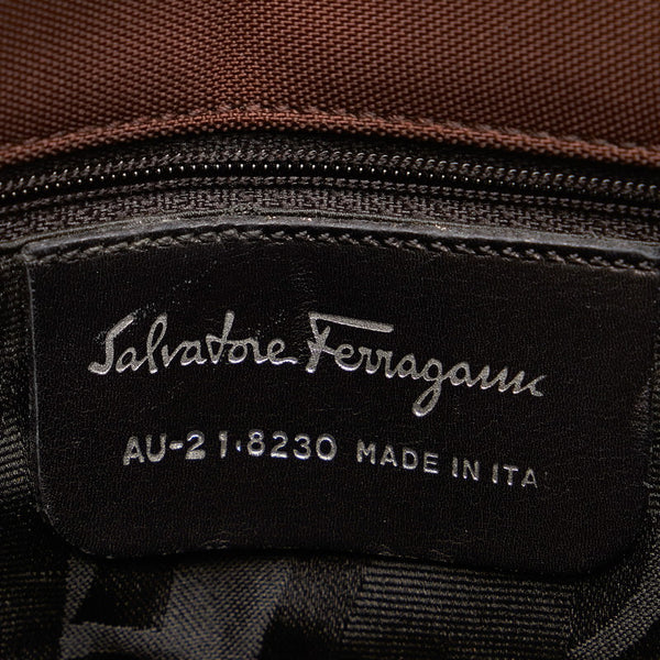 サルヴァトーレフェラガモ チェーン トートバッグ AU-21 8230 ブラウン キャンバス レディース Salvatore Ferragamo 【中古】