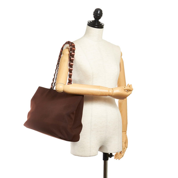 サルヴァトーレフェラガモ チェーン トートバッグ AU-21 8230 ブラウン キャンバス レディース Salvatore Ferragamo 【中古】