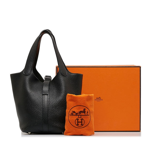 エルメス ピコタンPM シルバー金具 ハンドバッグ ブラック トリヨンクレマンス レディース HERMES 【中古】