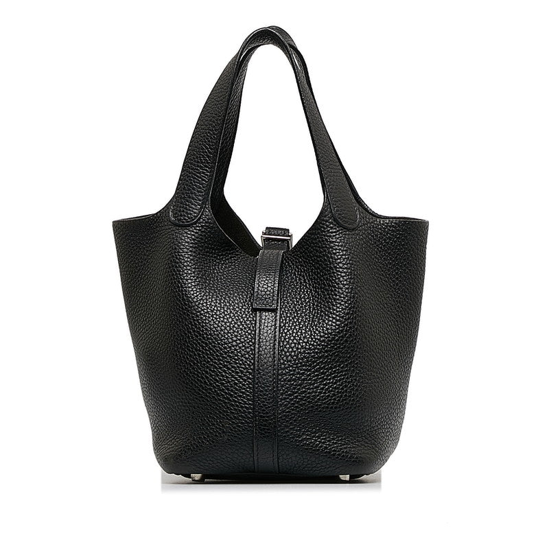 エルメス ピコタンPM シルバー金具 ハンドバッグ ブラック トリヨンクレマンス レディース HERMES 【中古】