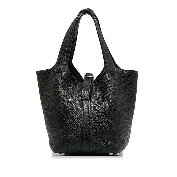 エルメス ピコタンPM シルバー金具 ハンドバッグ ブラック トリヨンクレマンス レディース HERMES 【中古】