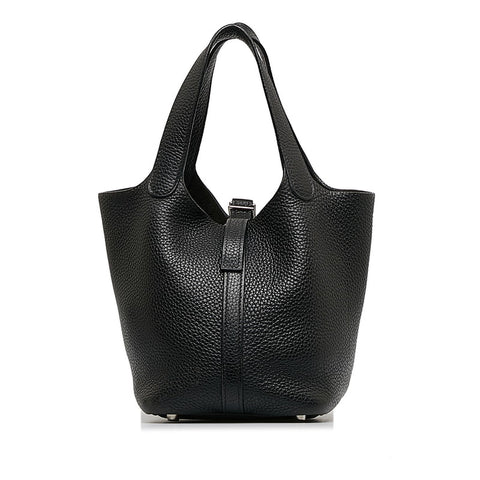 エルメス ピコタンPM シルバー金具 ハンドバッグ ブラック トリヨンクレマンス レディース HERMES 【中古】