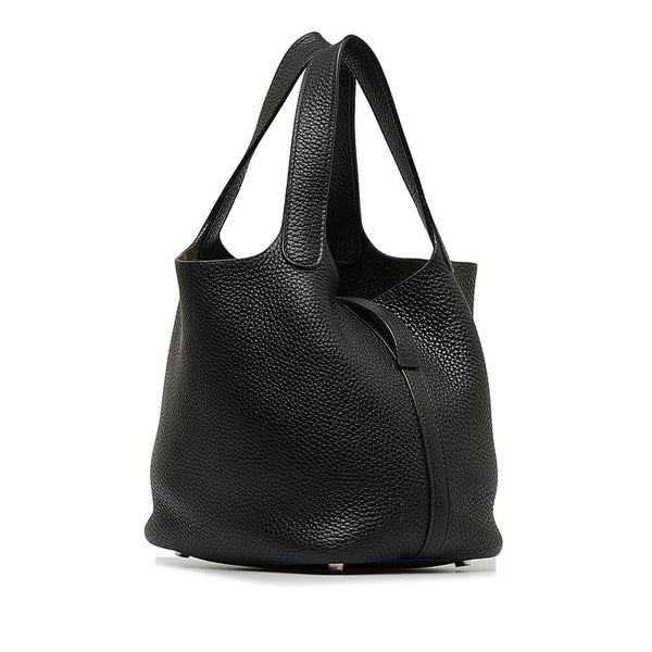 エルメス ピコタンPM シルバー金具 ハンドバッグ ブラック トリヨンクレマンス レディース HERMES 【中古】