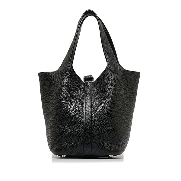 エルメス ピコタンPM シルバー金具 ハンドバッグ ブラック トリヨンクレマンス レディース HERMES 【中古】