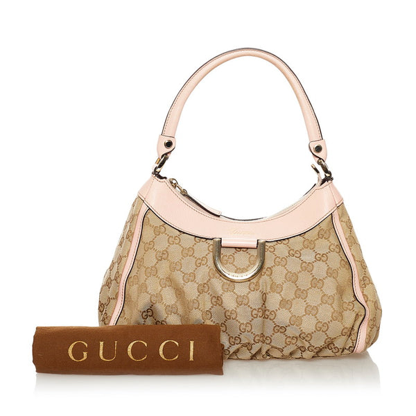 グッチ GGキャンバス アビー ワンショルダーバッグ 190525 ベージュ ピンク キャンバス レザー レディース GUCCI 【中古】