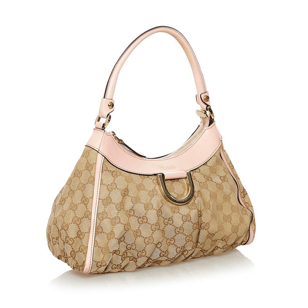 グッチ GGキャンバス アビー ワンショルダーバッグ 190525 ベージュ ピンク キャンバス レザー レディース GUCCI 【中古】