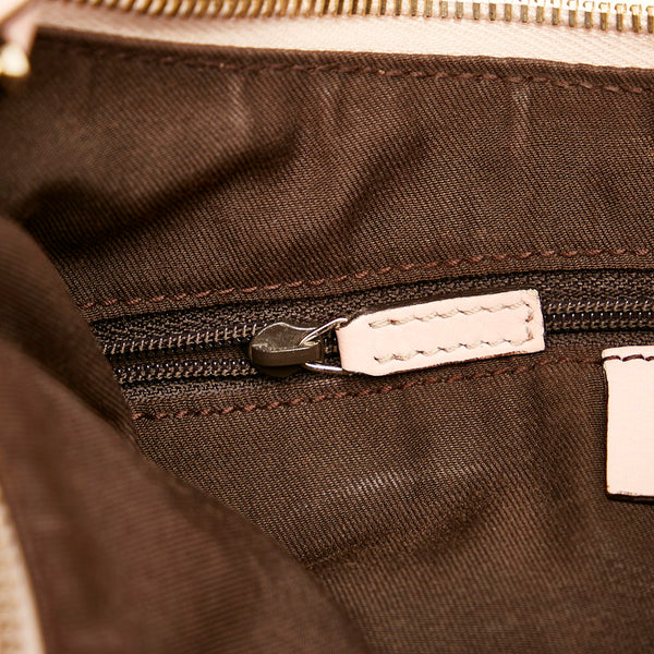 グッチ GGキャンバス アビー ワンショルダーバッグ 190525 ベージュ ピンク キャンバス レザー レディース GUCCI 【中古】