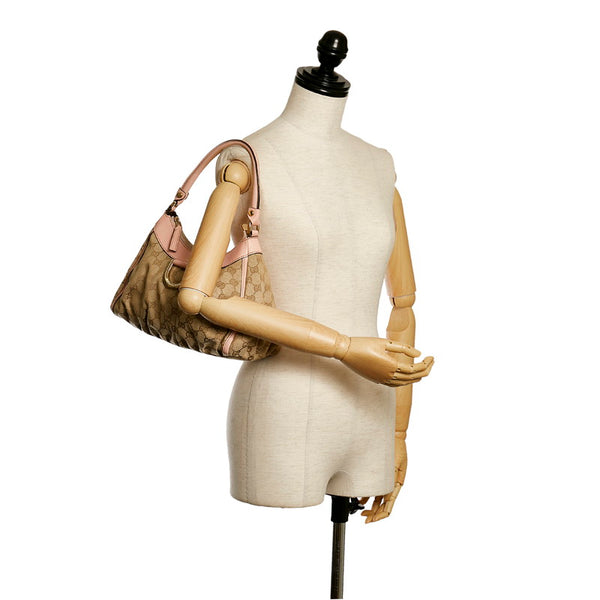 グッチ GGキャンバス アビー ワンショルダーバッグ 190525 ベージュ ピンク キャンバス レザー レディース GUCCI 【中古】