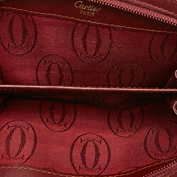 カルティエ マスト ワインレッド レザー コインケース メンズ CARTIER 【中古】