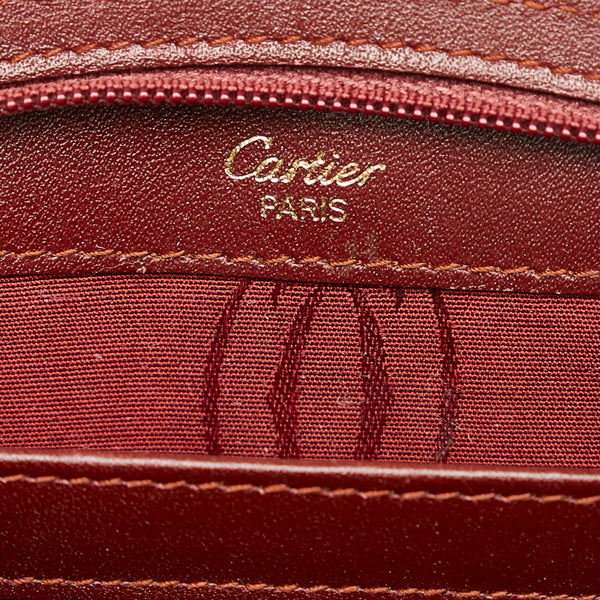 カルティエ マスト ワインレッド レザー コインケース メンズ CARTIER 【中古】