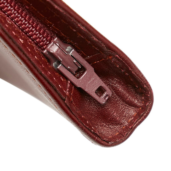 カルティエ マスト ワインレッド レザー コインケース メンズ CARTIER 【中古】