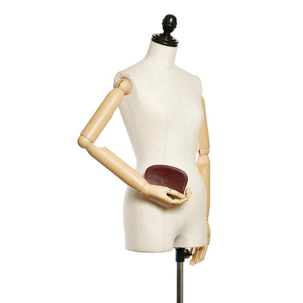 カルティエ マスト ワインレッド レザー コインケース メンズ CARTIER 【中古】