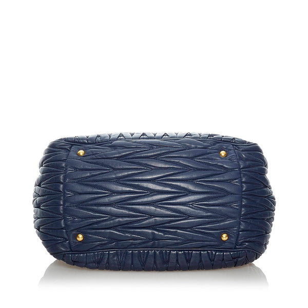 ミュウミュウ マテラッセ ハンドバッグ RLN 061 ブルー レザー レディース MIUMIU 【中古】