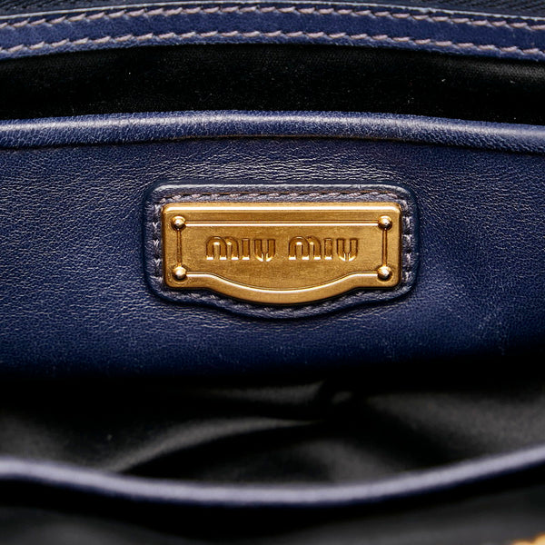 ミュウミュウ マテラッセ ハンドバッグ RLN 061 ブルー レザー レディース MIUMIU 【中古】