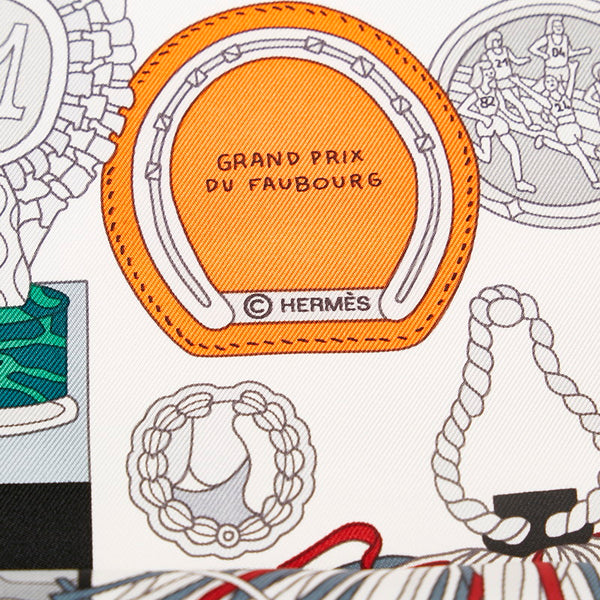エルメス カレ90 LES TROPHEES トロフィー スカーフ ホワイト マルチカラー シルク レディース HERMES 【中古】