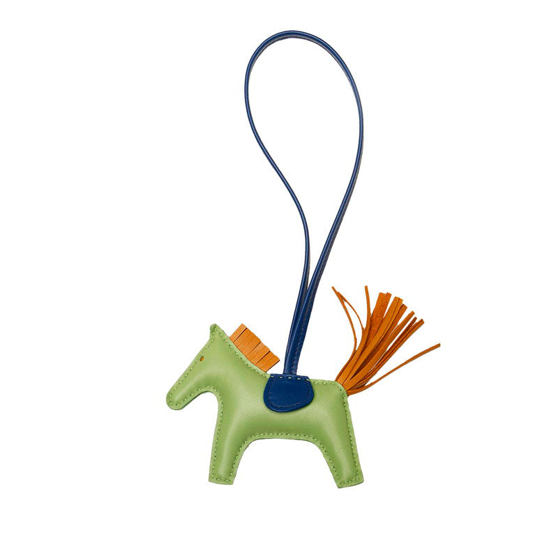 エルメス ロデオ チャームPM 馬  バッグチャーム グリーン ネイビー アニョーミロ レディース HERMES 【中古】