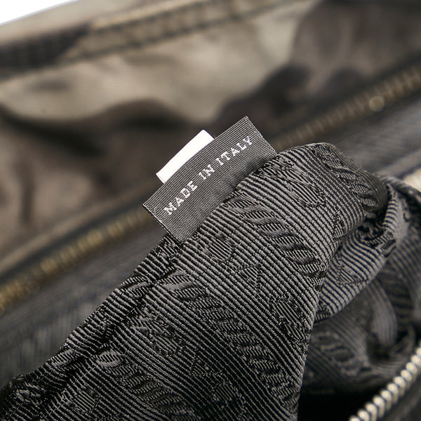 プラダ カモフラージュ ドラゴン ハンドバッグ トートバッグ カーキ ブラック ナイロン レザー メンズ PRADA 【中古】