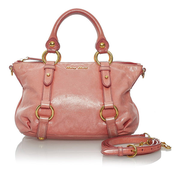ミュウミュウ ピンク レザー ハンドバッグ ショルダーバッグ 2WAY レディース MIUMIU 【中古】