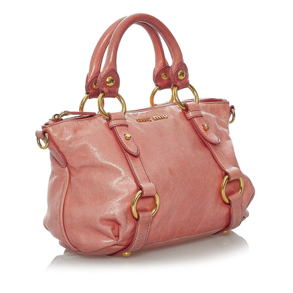 ミュウミュウ ピンク レザー ハンドバッグ ショルダーバッグ 2WAY レディース MIUMIU 【中古】
