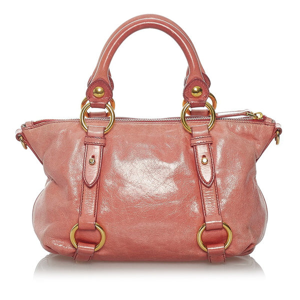 ミュウミュウ ピンク レザー ハンドバッグ ショルダーバッグ 2WAY レディース MIUMIU 【中古】