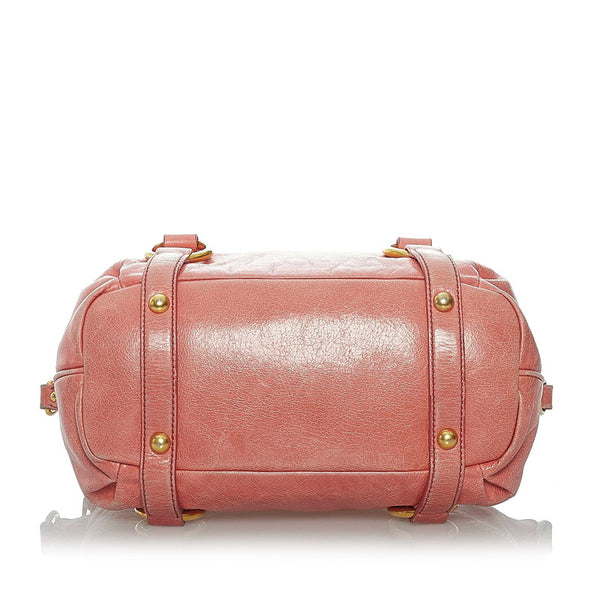 ミュウミュウ ピンク レザー ハンドバッグ ショルダーバッグ 2WAY レディース MIUMIU 【中古】