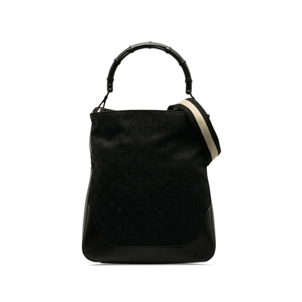 グッチ GGキャンバス バンブー ハンドバッグ ショルダーバッグ 2WAY 001 4058 ブラック キャンバス レザー レディース GUCCI 【中古】
