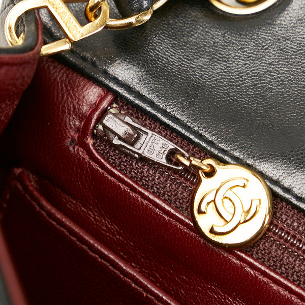 シャネル マトラッセ フルフラップ チェーン ショルダーバッグ ブラック ゴールド レザー レディース CHANEL 【中古】