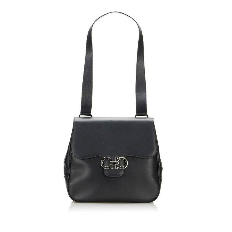 サルヴァトーレフェラガモ ガンチーニ ハンドバッグ ショルダーバッグ BL-217156 ブラック レザー レディース Salvatore Ferragamo 【中古】