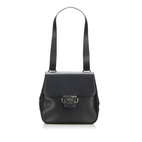 サルヴァトーレフェラガモ ガンチーニ ハンドバッグ ショルダーバッグ BL-217156 ブラック レザー レディース Salvatore Ferragamo 【中古】